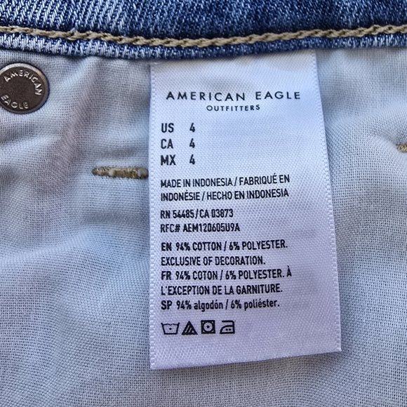 American Eagle Outfitters Blue Jean Shorts Distressed High-Waisted - Picture 4 of 8